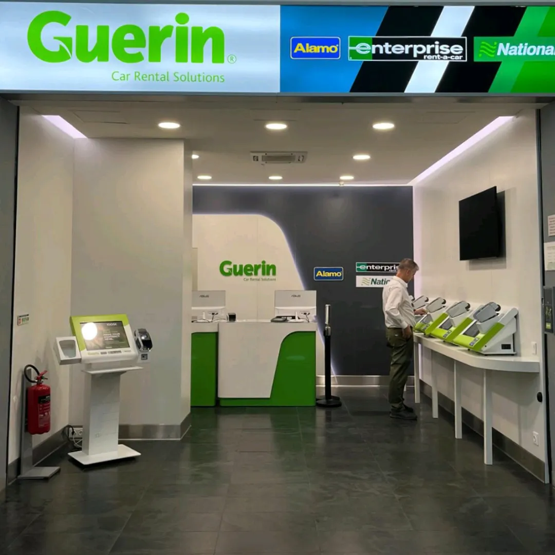 Guerin car rental counter at Madeira Airport for rental car pick-up